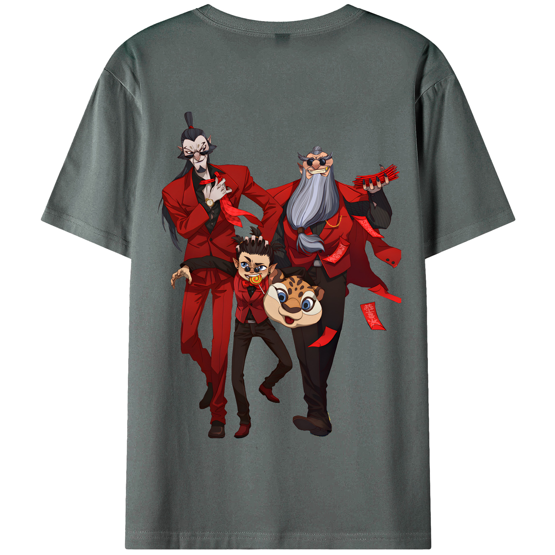 （画像用） Ne Zha 2 ナタ 魔童の大暴れ 綿100％半袖Tシャツ（背面プリント）